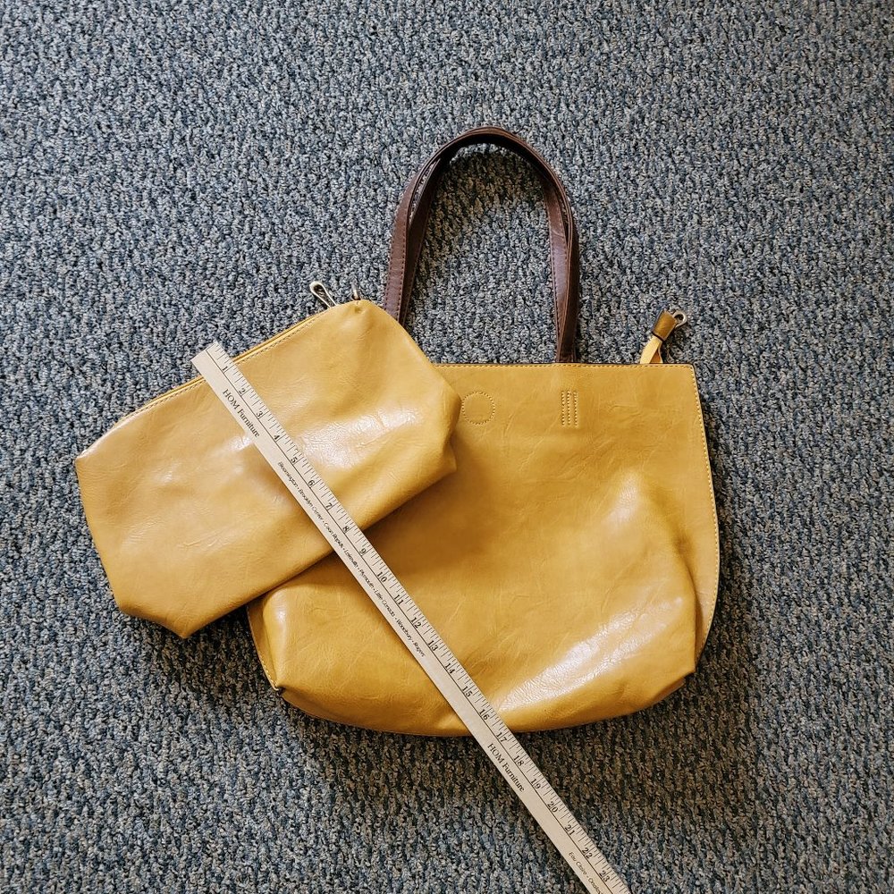 Gorgeous NWOT Mustard Yellow Fall Tote Bag and Inner Bag ... Set of 2 Pieces